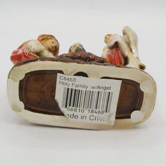 Holy Family Nativity Scene Figurine W/Angel 6" Hand-Painted Ceramic Christmas De - Picture 5 of 8